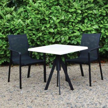 2 Seater Set Golden Marble 70x70cm Werzalit Table Fuoz Legs Chairs