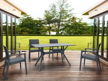 Ibiza 4 Seater Set Table With Ibiza Chairs in Grey