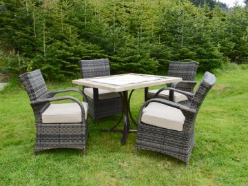 Killiney 4 Seat Square Rattan Dining Set with Cairo Chairs