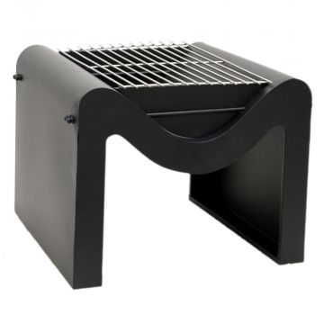 Outdoor Metal Hexham Firepit with Grill in Black (H38cm x W46cm)