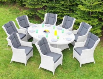 8 Seat Light Grey Outdoor Dining Set