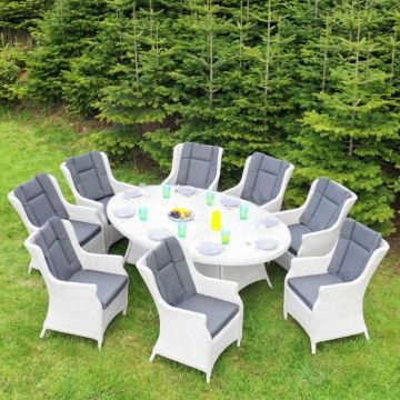 8 Seat Light Grey Outdoor Dining Set