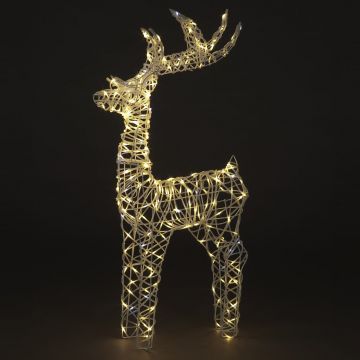 110cm White Rattan Reindeer with 250 Warm White LEDs