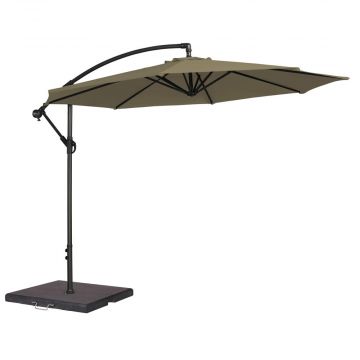 3m Round Cantilever Parasol and 50kg Base - Taupe