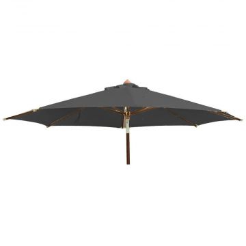 Hardwood Luxury 3m Round Parasol with Pulley - Charcoal