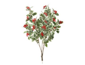 82cm MultiBranch Holly Berry Branch – Frosted