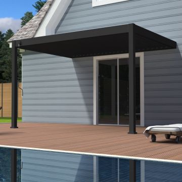 Zeus Wall Mounted Pergola - Charcoal (3m x 4m)