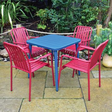 Amalfi Table with 4 Chairs in Red