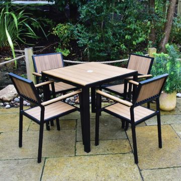Fairmont Table with 4 Chairs in Black/Light Brown