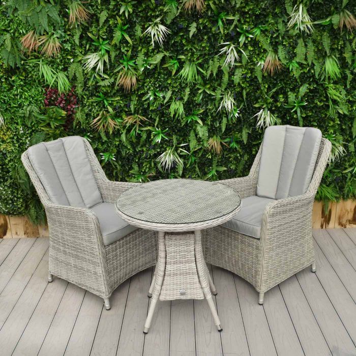 Hamilton Rattan Bistro Set with Glass Top Round Table