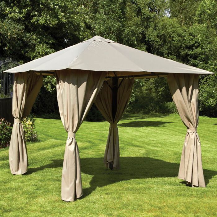 Venice Metal Gazebo with Curtains (4 x 3)