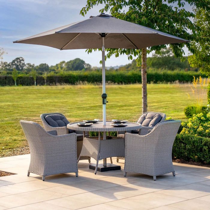 Kettler Foxley 4 Seat Round Dining Set with Parasol & Base main product photo