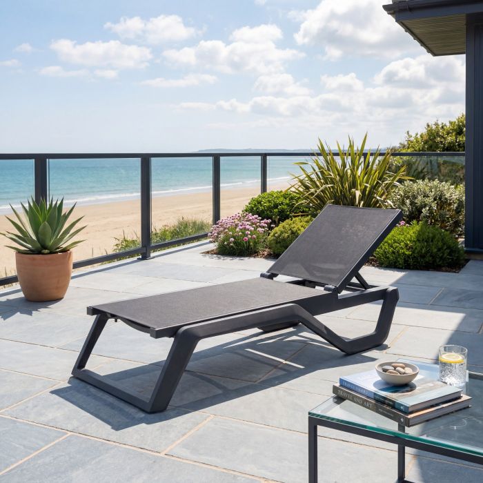 Rio Pro Sunlounger - Dark Grey / Black main product photo