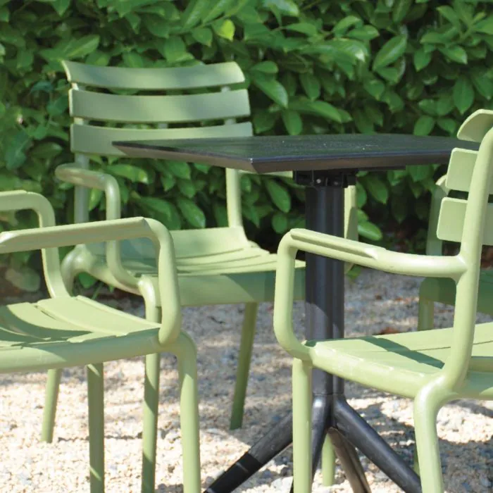 4 Seater Sky 80x80 Table In Black With Paris Chairs in Green