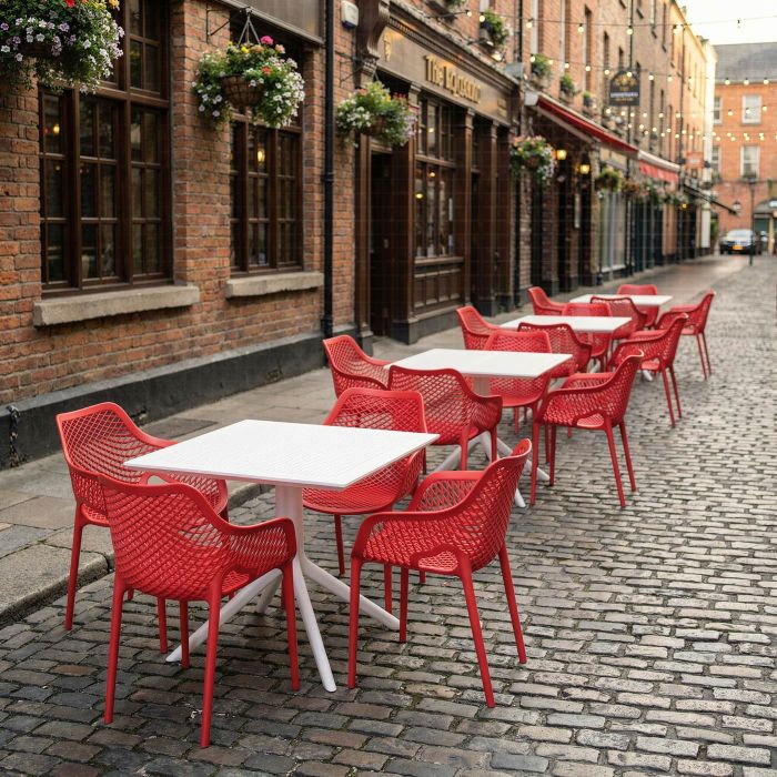4 Air XL Red Chairs and Sky 80 White Table Set main product photo