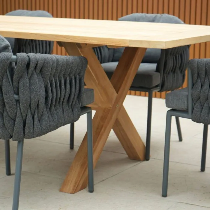 Hartman Regis Teak Dining Table with 6 Aranweave Grey Chairs