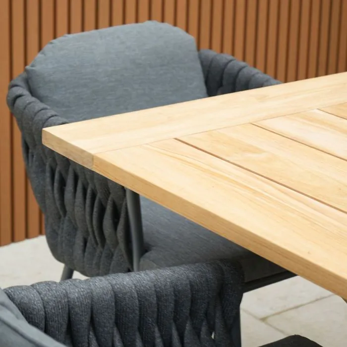 Hartman Regis Teak Dining Table with 6 Aranweave Grey Chairs