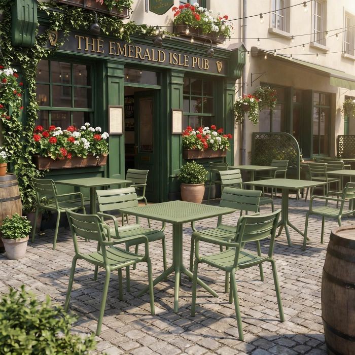 4 Paris Chairs and Sky 60cm x 60cm Folding Table Set in Green main product photo