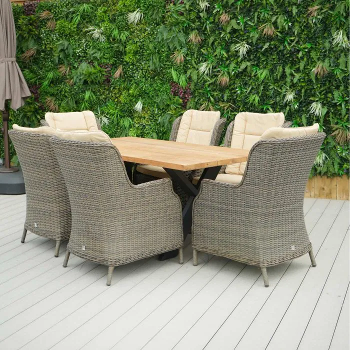 6 Seater Tebal 180cm Rectangular Table Top with X Legs with Boston Chairs 6 Seater Tebal 180cm Rectangular Table Top with X Legs with Boston Chairs