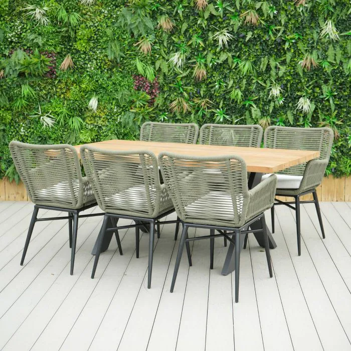 Tebal Teak 180cm Rectangular Table with 6 Diana Chairs