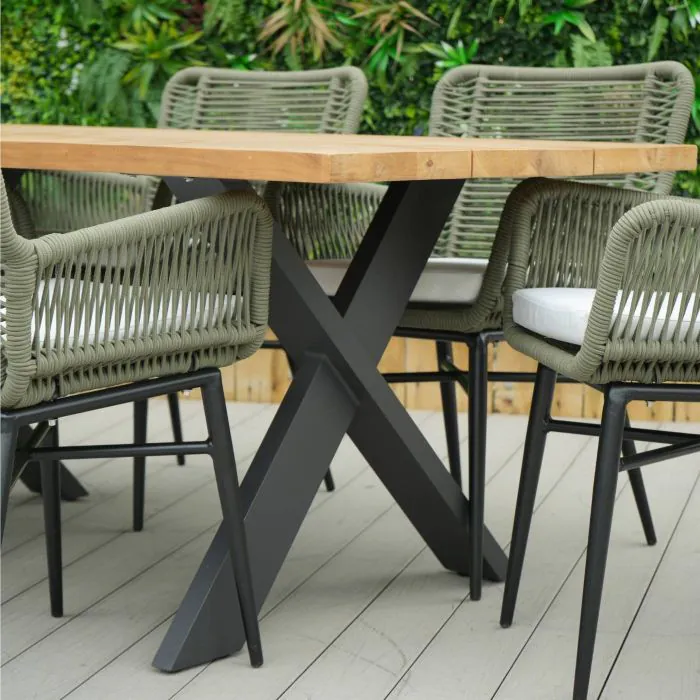 Tebal Teak 180cm Rectangular Table with 6 Diana Chairs