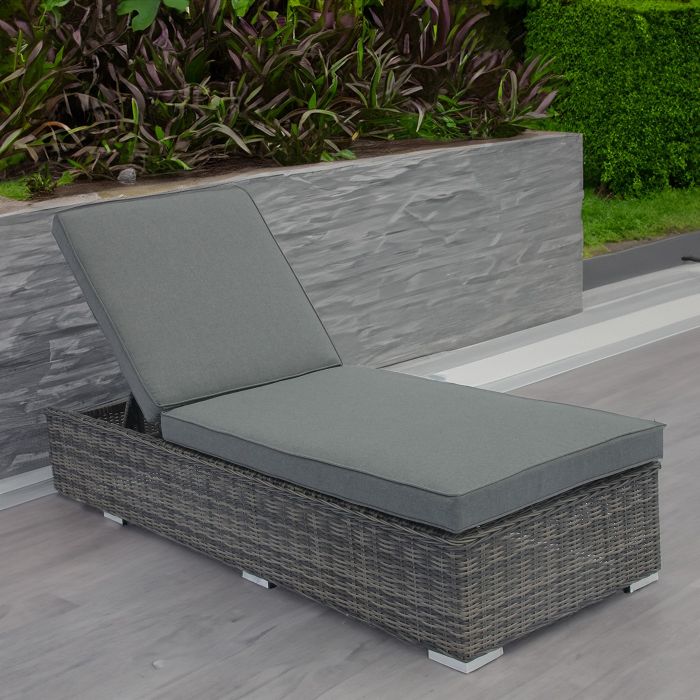 Kona Grey Rattan Sun Lounger with Cushion main product photo