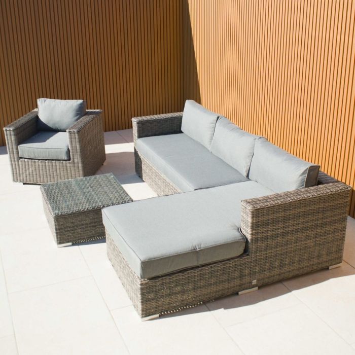 Kona 4 Piece Right Hand Grey Rattan Corner Sofa Set main product photo
