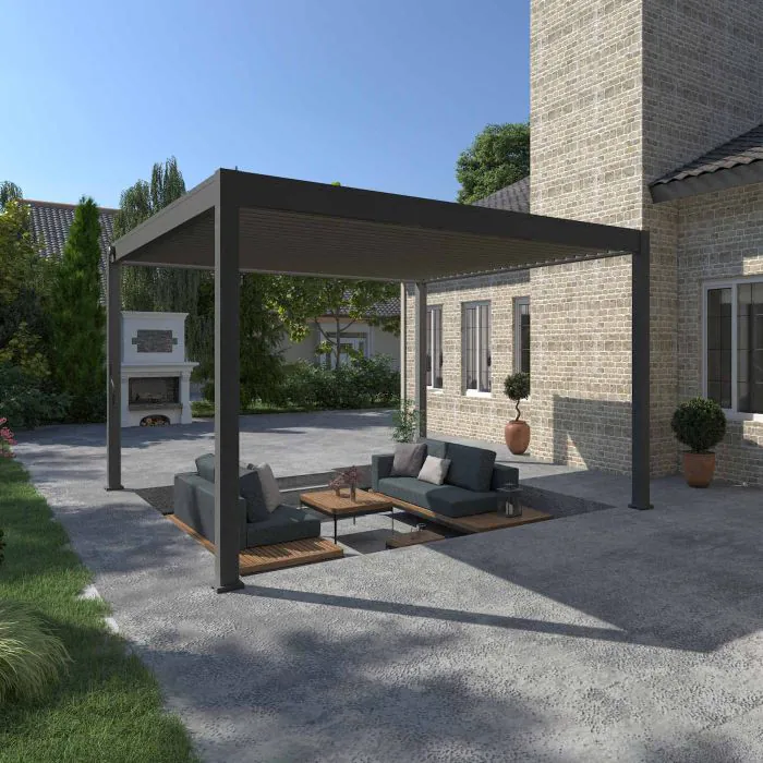 Ombrea Bio-Climatic 4m x 4m Freestanding Pergola - Anthracite Ombrea Bio-Climatic 4m x 4m Freestanding Pergola - Anthracite