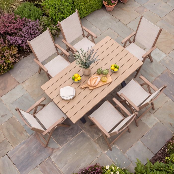Palm 6 Seat Rectangular Dining set with Sherwood Recliner Chairs main product photo