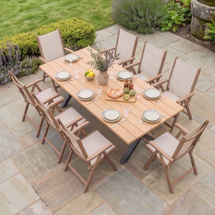 Palm 8 Seat Rectangular Dining set with Sherwood Recliner Chairs main product photo