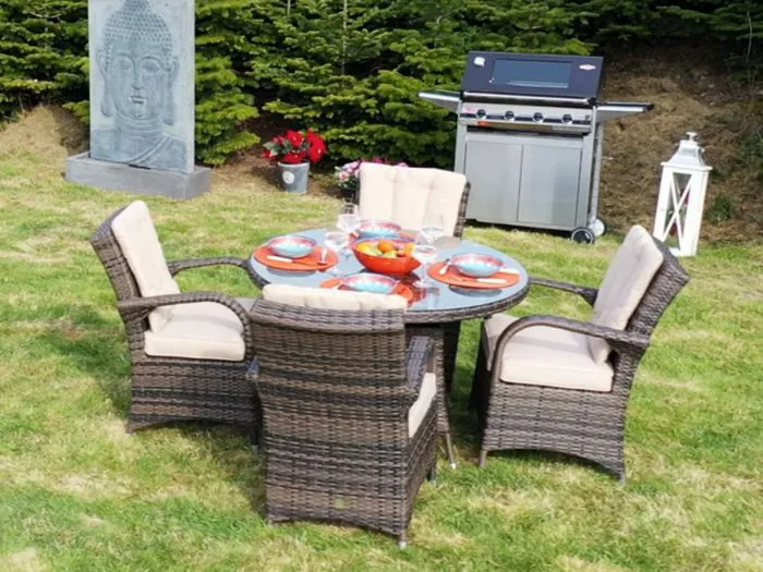Cairo 4 Seat Round Set with Quick Dry Cushions and Back Cushions