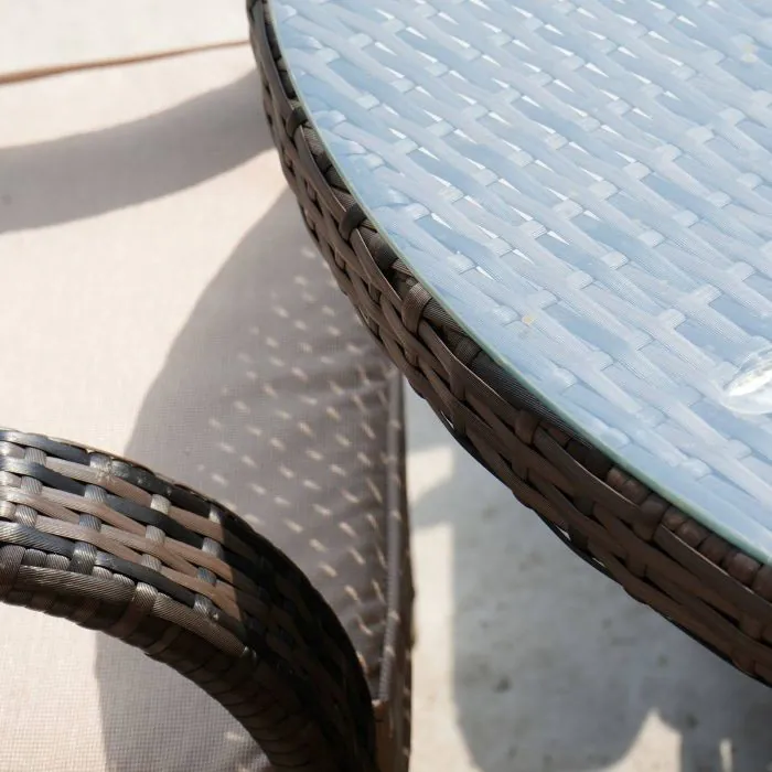 Cairo 4 Seat Rattan Round Set with Quick Dry Seat and Back Cushions