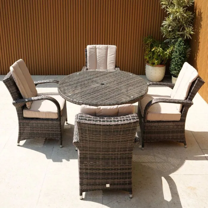 Cairo 4 Seat Rattan Round Set with Quick Dry Seat and Back Cushions
