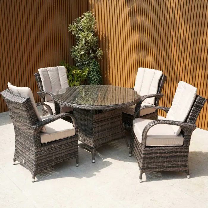 Cairo 4 Seat Rattan Round Set with Quick Dry Seat and Back Cushions