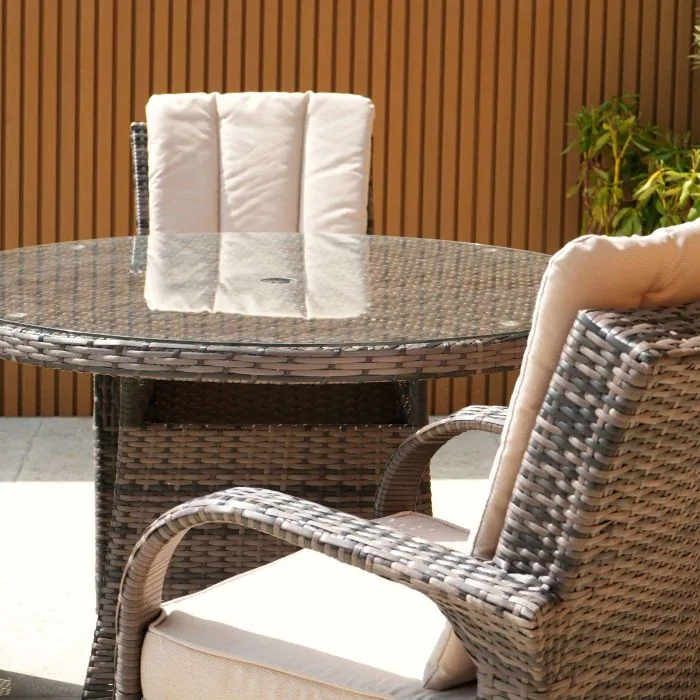 Cairo 4 Seat Rattan Round Set with Quick Dry Seat and Back Cushions