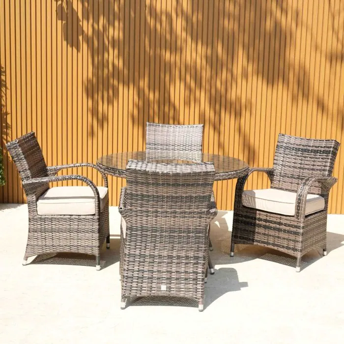 4 Seater Cairo Rattan Round Garden Dining Set