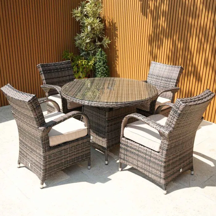 4 Seater Cairo Rattan Round Garden Dining Set