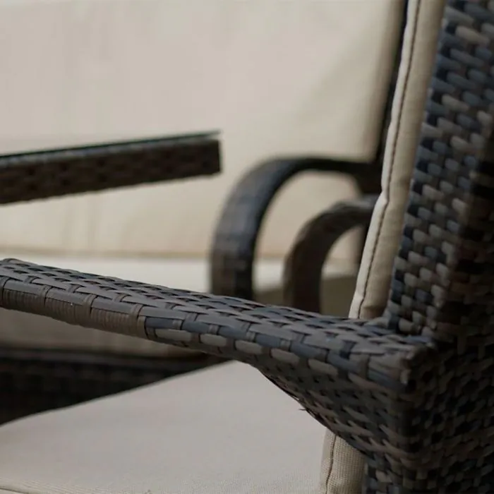 Cairo Rattan 2 Seat Sofa With Rectangular Table and 2 Chairs with 2 Footstools