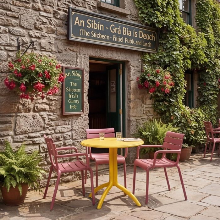 4 Seater Octopus Round Table Yellow with Paris Chairs in Marsala main product photo