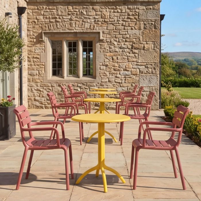 2 Seater Octopus Round Table Yellow with Paris Chairs in Marsala main product photo