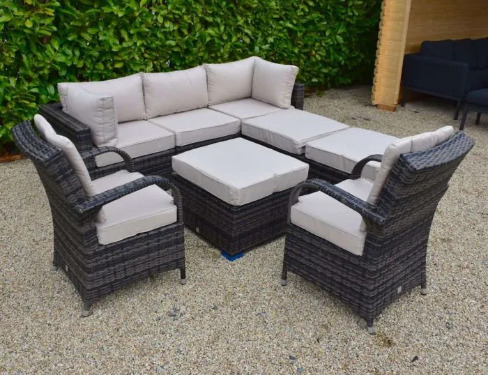 Rio Grande Corner Sofa Set With Two Armchairs/Back Cushion - Chocolate