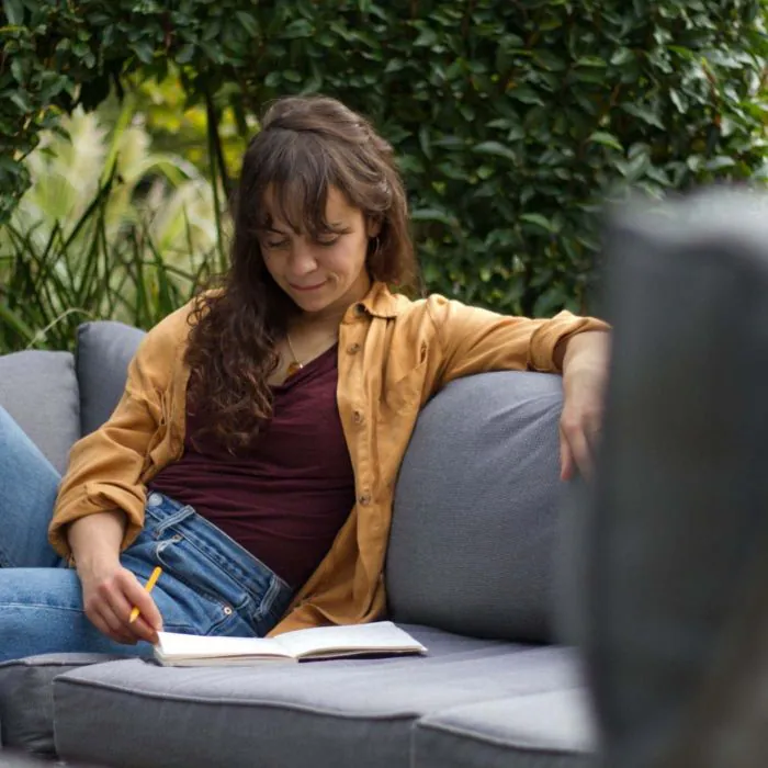 Model Enjoying Garden Furniture