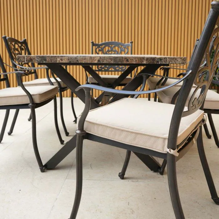 Killiney 6 Seat Rectangular Garden Set with Cast Aluminium Hampshire Chairs