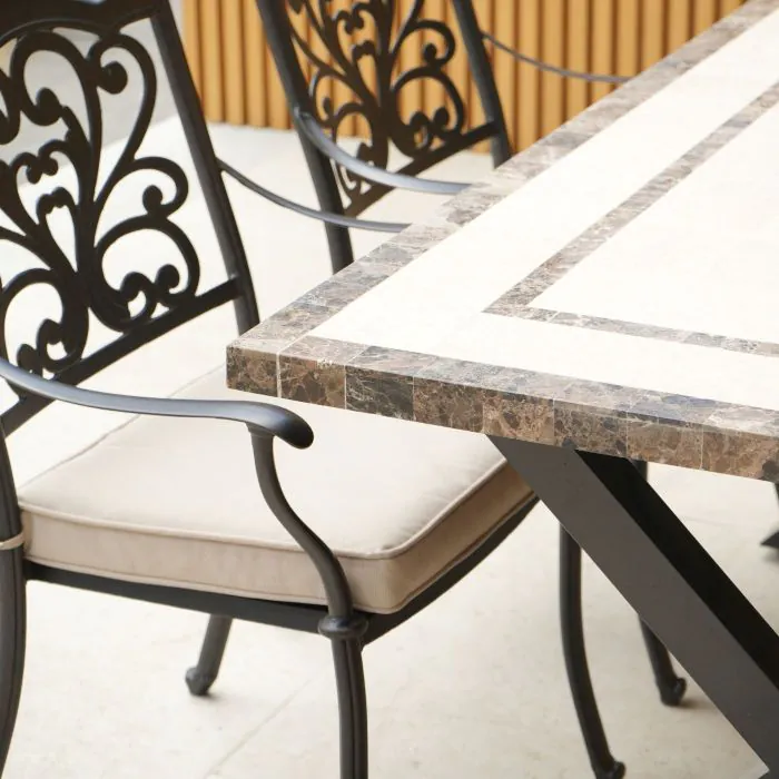 Killiney 6 Seat Rectangular Garden Set with Cast Aluminium Hampshire Chairs