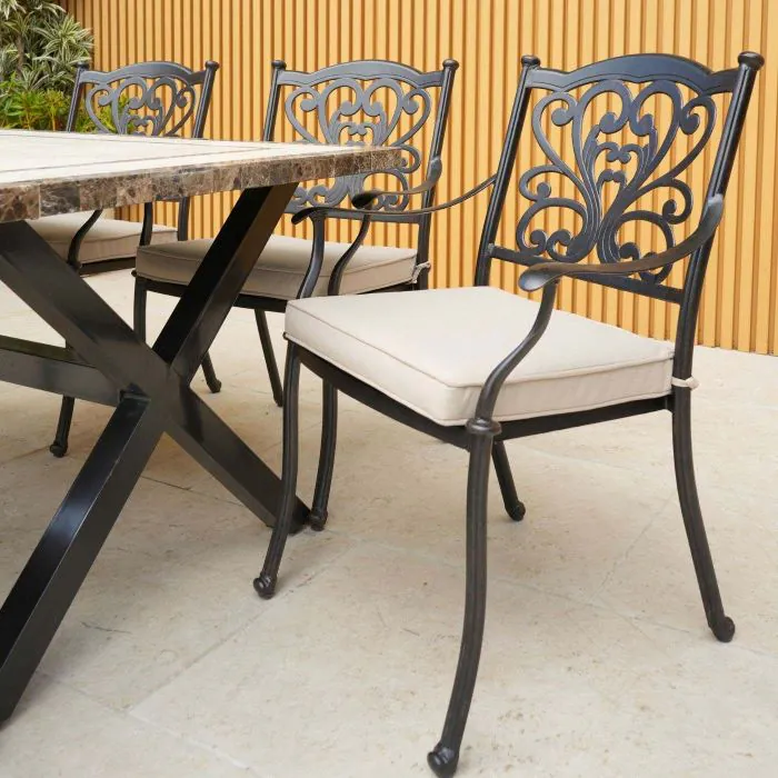 Killiney 6 Seat Rectangular Garden Set with Cast Aluminium Hampshire Chairs