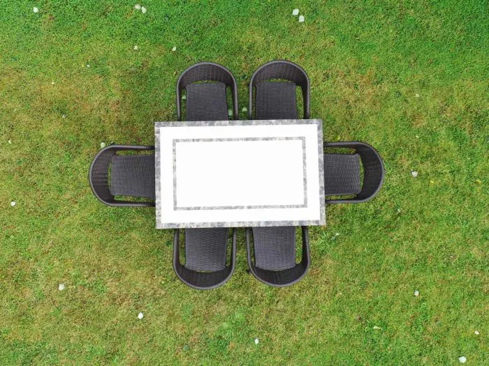 Top View of the Killiney 6 Seat with Brown Panama Chairs