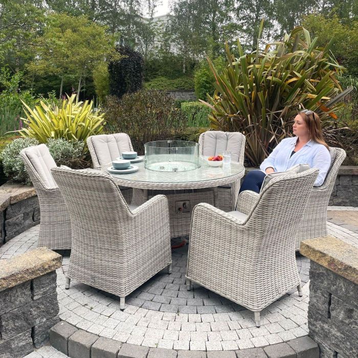 Hamilton 6 Seat Round Dining Firepit Set main product photo