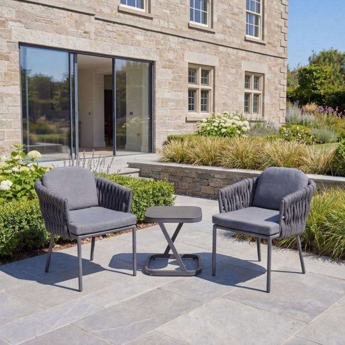 Galaxy Aranweave Side Table Bistro Set in Grey main product photo