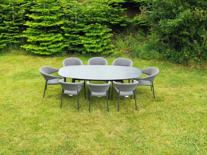 Galaxy 8 Seat Oval Set with Elements Chairs  - Dark Grey