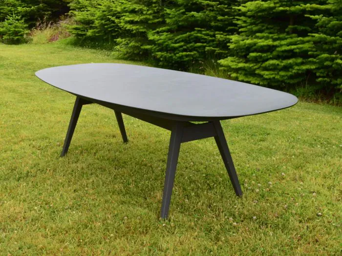 Standalone Galaxy 8 Seat Oval Table - Dark Grey in the Garden